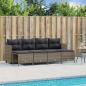 Preview: ARDEBO.de - 5-tlg. Garten-Sofagarnitur mit Kissen Grau Poly Rattan