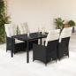 Preview: ARDEBO.de - 5-tlg. Garten-Essgruppe mit Kissen Schwarz Poly Rattan