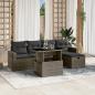 Preview: ARDEBO.de - 6-tlg. Garten-Sofagarnitur mit Kissen Grau Poly Rattan