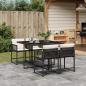 Preview: ARDEBO.de - 5-tlg. Garten-Essgruppe mit Kissen Schwarz Poly Rattan