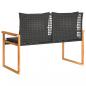 Preview: Gartenbank mit Kissen Schwarz Poly Rattan Akazienholz