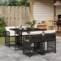 Preview: ARDEBO.de - 5-tlg. Garten-Essgruppe mit Kissen Schwarz Poly Rattan