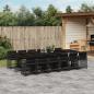 Preview: ARDEBO.de - 13-tlg. Garten-Essgruppe mit Kissen Schwarz Poly Rattan