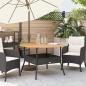 Preview: Gartentisch mit Holzplatte Schwarz Ø110x71 cm Poly Rattan