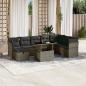 Preview: ARDEBO.de - 9-tlg. Garten-Sofagarnitur mit Kissen Grau Poly Rattan