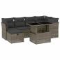 Preview: 7-tlg. Garten-Sofagarnitur mit Kissen Grau Poly Rattan