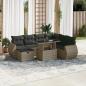 Preview: ARDEBO.de - 8-tlg. Garten-Sofagarnitur mit Kissen Grau Poly Rattan