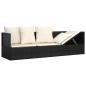 Preview: Outdoor-Loungebett mit Kissen Schwarz Poly Rattan