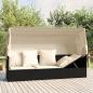 Preview: ARDEBO.de - Outdoor-Loungebett mit Dach und Kissen Schwarz Poly Rattan