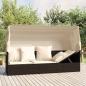 Preview: ARDEBO.de - Outdoor-Loungebett mit Dach und Kissen Braun Poly Rattan