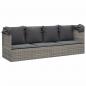 Preview: Outdoor-Loungebett mit Dach und Kissen Grau Poly Rattan