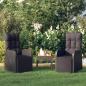 Preview: ARDEBO.de - Gartensessel mit Kissen 2 Stk. Verstellbar Schwarz Poly Rattan