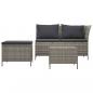 Preview: 3-tlg. Garten-Lounge-Set mit Kissen Grau Poly Rattan