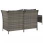 Preview: 3-tlg. Garten-Lounge-Set mit Kissen Grau Poly Rattan