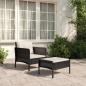 Preview: ARDEBO.de - 2-tlg. Garten-Lounge-Set mit Kissen Schwarz Poly Rattan