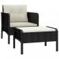 Preview: 2-tlg. Garten-Lounge-Set mit Kissen Schwarz Poly Rattan