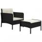 Preview: 2-tlg. Garten-Lounge-Set mit Kissen Schwarz Poly Rattan