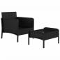 Preview: 2-tlg. Garten-Lounge-Set mit Kissen Schwarz Poly Rattan