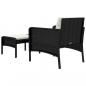 Preview: 2-tlg. Garten-Lounge-Set mit Kissen Schwarz Poly Rattan