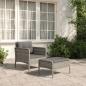 Preview: ARDEBO.de - 2-tlg. Garten-Lounge-Set mit Kissen Grau Poly Rattan