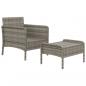 Preview: 2-tlg. Garten-Lounge-Set mit Kissen Grau Poly Rattan