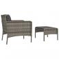 Preview: 2-tlg. Garten-Lounge-Set mit Kissen Grau Poly Rattan