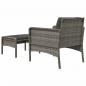 Preview: 2-tlg. Garten-Lounge-Set mit Kissen Grau Poly Rattan