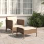 Preview: ARDEBO.de - 2-tlg. Garten-Lounge-Set mit Kissen Braun Poly Rattan