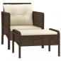 Preview: 2-tlg. Garten-Lounge-Set mit Kissen Braun Poly Rattan