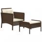 Preview: 2-tlg. Garten-Lounge-Set mit Kissen Braun Poly Rattan