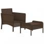 Preview: 2-tlg. Garten-Lounge-Set mit Kissen Braun Poly Rattan