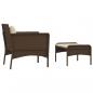 Preview: 2-tlg. Garten-Lounge-Set mit Kissen Braun Poly Rattan