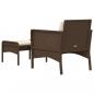 Preview: 2-tlg. Garten-Lounge-Set mit Kissen Braun Poly Rattan