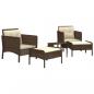 Preview: 5-tlg. Garten-Lounge-Set mit Kissen Braun Poly Rattan