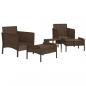 Preview: 5-tlg. Garten-Lounge-Set mit Kissen Braun Poly Rattan