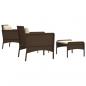 Preview: 5-tlg. Garten-Lounge-Set mit Kissen Braun Poly Rattan