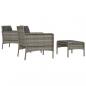 Preview: 5-tlg. Garten-Lounge-Set mit Kissen Grau Poly Rattan