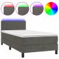 Preview: Boxspringbett mit Matratze & LED Dunkelgrau 90x190 cm Samt