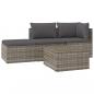 Preview: 4-tlg. Garten-Lounge-Set mit Kissen Grau Poly Rattan