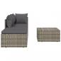 Preview: 4-tlg. Garten-Lounge-Set mit Kissen Grau Poly Rattan