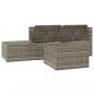 Preview: 4-tlg. Garten-Lounge-Set mit Kissen Grau Poly Rattan