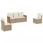 Preview: 5-tlg. Garten-Sofagarnitur mit Kissen Beige Poly Rattan