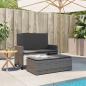 Preview: Gartenbank mit Kissen und Hocker Grau Poly Rattan