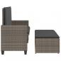 Preview: Gartenbank mit Kissen und Hocker Grau Poly Rattan