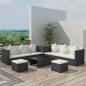 Preview: ARDEBO.de - 8-tlg. Garten-Lounge-Set mit Kissen Poly Rattan Schwarz