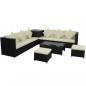 Preview: 8-tlg. Garten-Lounge-Set mit Kissen Poly Rattan Schwarz