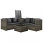 Preview: 4-tlg. Garten-Lounge-Set mit Kissen Poly Rattan Grau