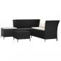 Preview: 4-tlg. Garten-Lounge-Set mit Kissen Schwarz Poly Rattan