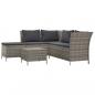 Preview: 4-tlg. Garten-Lounge-Set mit Kissen Grau Poly Rattan