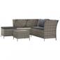 Preview: 4-tlg. Garten-Lounge-Set mit Kissen Grau Poly Rattan